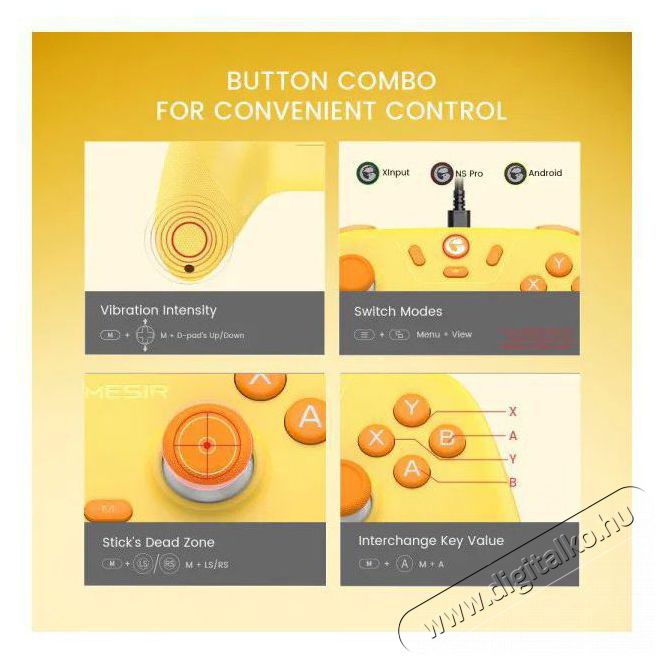 GameSir Nova Lite Multiplatform Gaming Controller - Gold Yellow Iroda &eacute;s sz&aacute;m&iacute;t&aacute;stechnika - J&aacute;t&eacute;k konzol - Kontroller - 528949