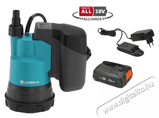 Gardena 2000/2 18V P4A tiszta v&iacute;zhez akkumul&aacute;toros mer&uuml;lőszivatty&uacute; H&aacute;ztart&aacute;s / Otthon / K&uuml;lt&eacute;r - K&uuml;lt&eacute;r / kerti term&eacute;k / grill - Szivatty&uacute; - 448362