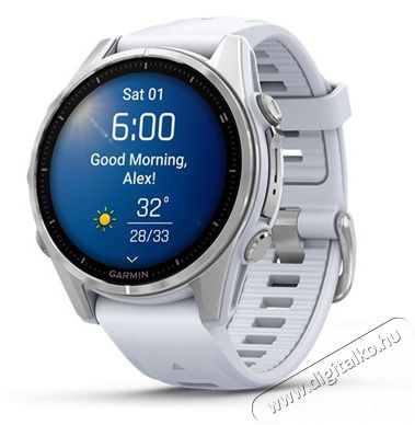 Garmin 010-02903-00 fenix 8 AMOLED (43mm) feh&eacute;r szilikon p&aacute;ntos ez&uuml;st okos&oacute;ra Mobil / Kommunik&aacute;ci&oacute; / Smart - Okos eszk&ouml;z - Okos&oacute;ra - 514624