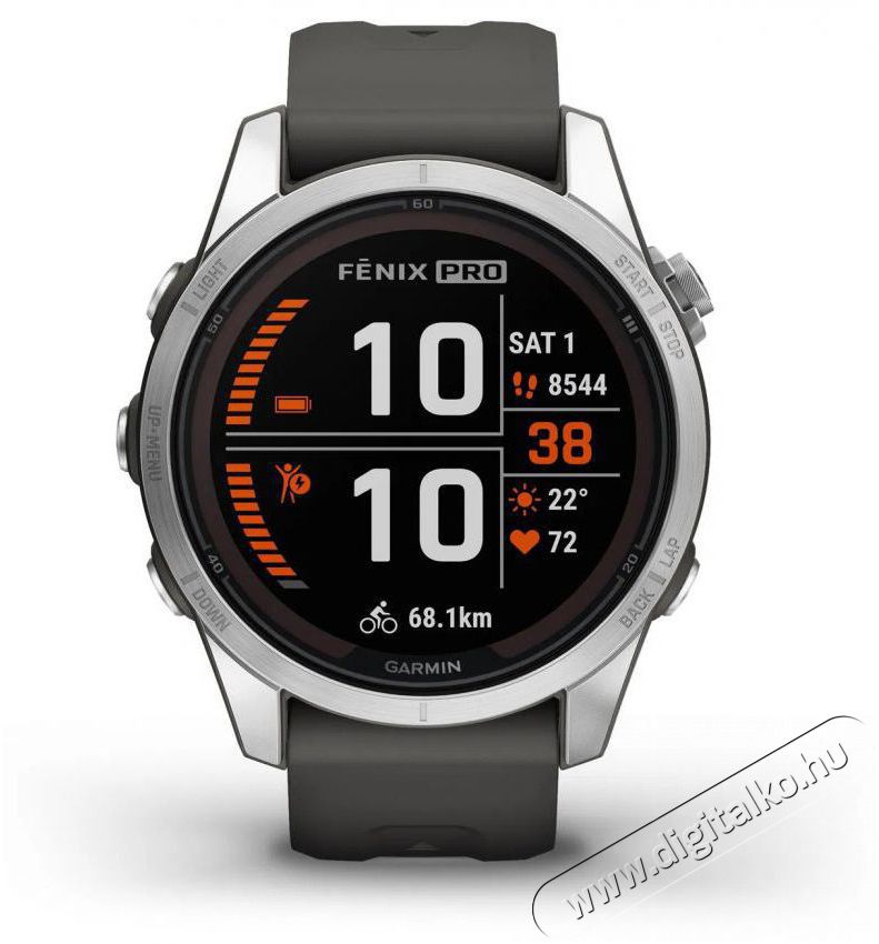 Garmin Fenix 7S Pro Solar - ez&uuml;st, grafitsz&uuml;rke szilikon sz&iacute;jjal Mobil / Kommunik&aacute;ci&oacute; / Smart - Okos eszk&ouml;z - Okos&oacute;ra - 522725