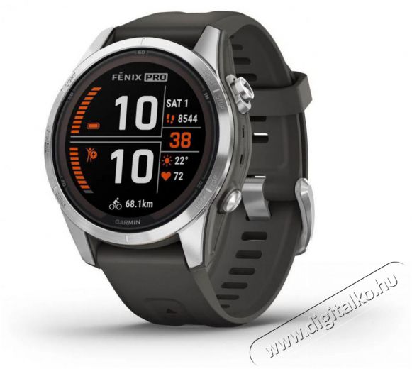 Garmin Fenix 7S Pro Solar - ez&uuml;st, grafitsz&uuml;rke szilikon sz&iacute;jjal Mobil / Kommunik&aacute;ci&oacute; / Smart - Okos eszk&ouml;z - Okos&oacute;ra - 522725