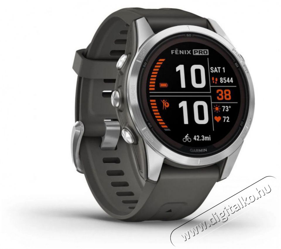 Garmin Fenix 7S Pro Solar - ez&uuml;st, grafitsz&uuml;rke szilikon sz&iacute;jjal Mobil / Kommunik&aacute;ci&oacute; / Smart - Okos eszk&ouml;z - Okos&oacute;ra - 522725