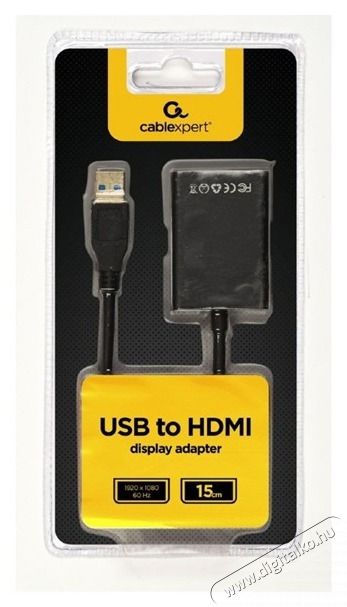 Gembird A-USB3-HDMI-02 USB - HDMI fekete adapter Iroda &eacute;s sz&aacute;m&iacute;t&aacute;stechnika - Sz&aacute;m&iacute;t&oacute;g&eacute;p tartoz&eacute;k - USB k&aacute;bel - 463168