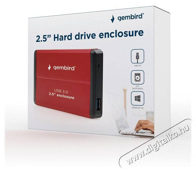 Gembird EE2-U3S-2-R 2.5 USB3.0 SATA piros k&uuml;lső h&aacute;z Iroda &eacute;s sz&aacute;m&iacute;t&aacute;stechnika - Notebook kieg&eacute;sz&iacute;tő - USB hub / eloszt&oacute; - 507008