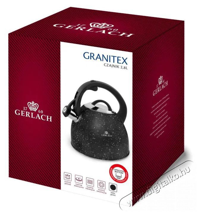 Gerlach GRANITEX v&iacute;zforral&oacute; 2,8 l fekete Konyhai term&eacute;kek - V&iacute;zforral&oacute; / teafőző - 503683