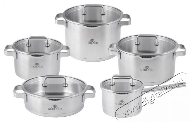 Gerlach PRESTIGE PLUS Rozsdamentes ac&eacute;l főzőed&eacute;nyk&eacute;szlet 10 db Konyhai term&eacute;kek - Ed&eacute;ny - Ed&eacute;ny k&eacute;szlet - 522789