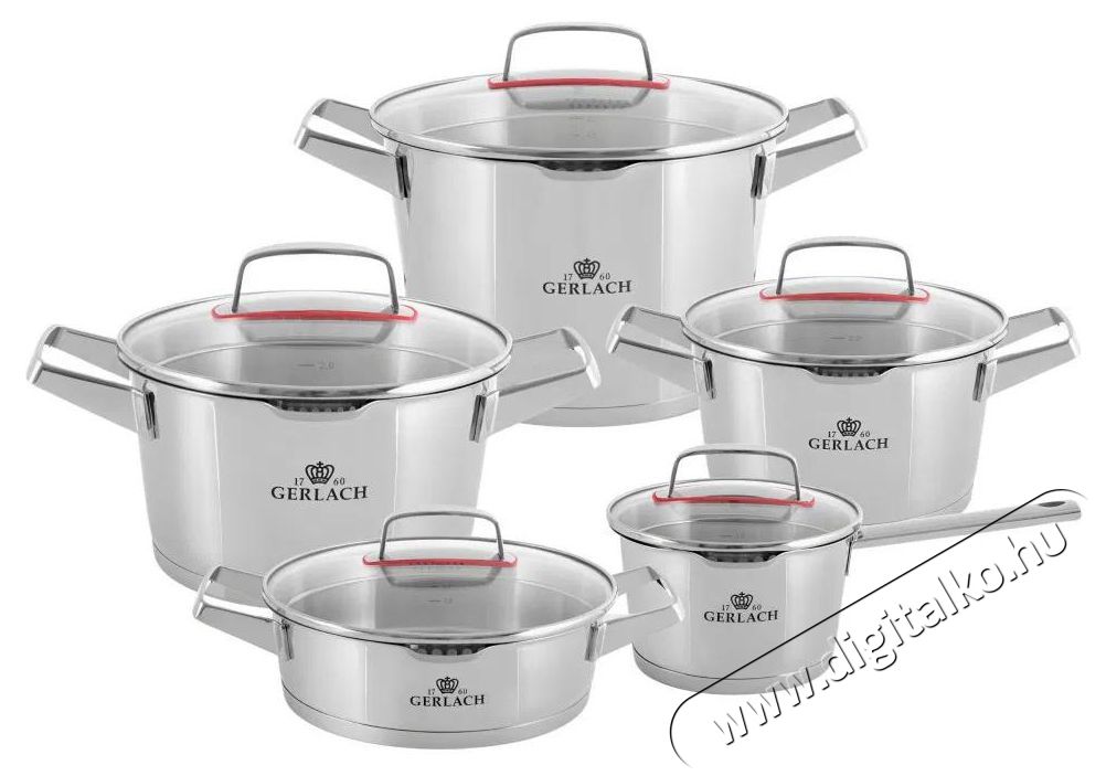 Gerlach SUPERIOR rozsdamentes ac&eacute;l főzőed&eacute;nyk&eacute;szlet 10 db Konyhai term&eacute;kek - Ed&eacute;ny - Ed&eacute;ny k&eacute;szlet - 522788