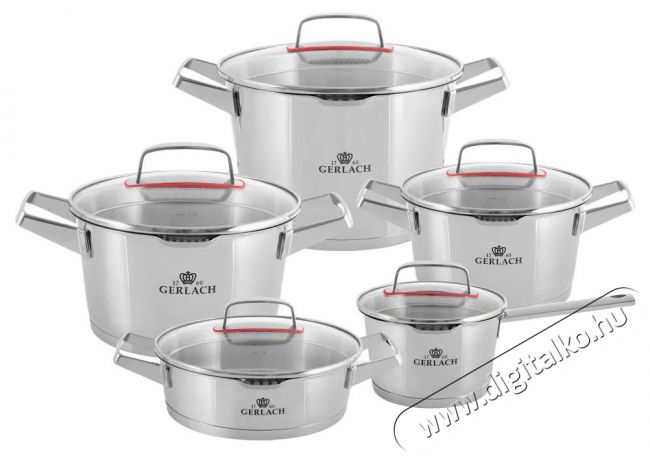 Gerlach SUPERIOR rozsdamentes ac&eacute;l főzőed&eacute;nyk&eacute;szlet 10 db Konyhai term&eacute;kek - Ed&eacute;ny - Ed&eacute;ny k&eacute;szlet - 522788