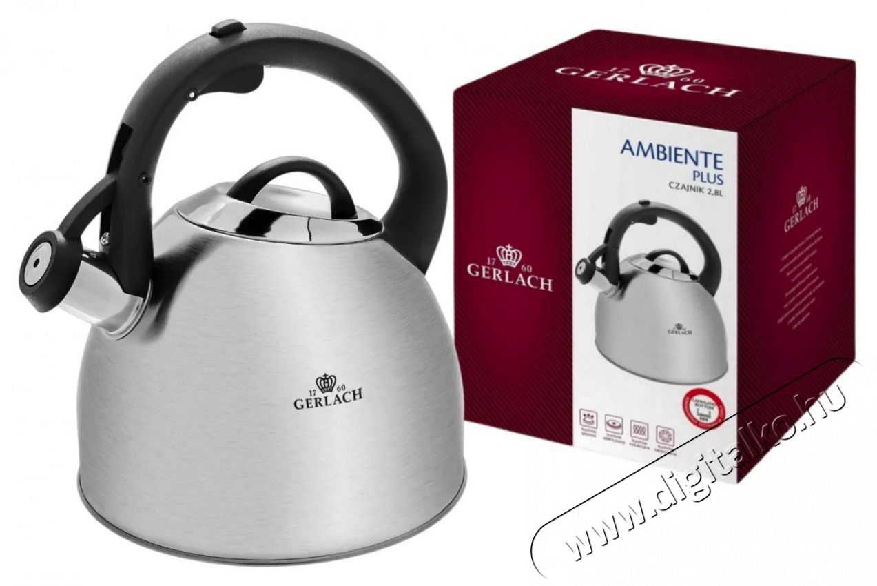 Gerlach AMBIENTE PLUS v&iacute;zforral&oacute;, rozsdamentes ac&eacute;l 2,8 l Konyhai term&eacute;kek - V&iacute;zforral&oacute; / teafőző - 524822