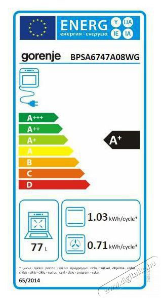 Gorenje BPSA6747A08WG b&eacute;&eacute;p&iacute;thető s&uuml;tő Konyhai term&eacute;kek - S&uuml;tő-főzőlap, tűzhely (be&eacute;p&iacute;thető) - S&uuml;tő (be&eacute;p&iacute;thető) - 380581