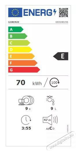 Gorenje GS520E15S Keskeny mosogat&oacute;g&eacute;p Konyhai term&eacute;kek - Mosogat&oacute;g&eacute;p - Keskeny (45cm-ig) szabadon&aacute;ll&oacute; mosogat&oacute;g&eacute;p - 381406