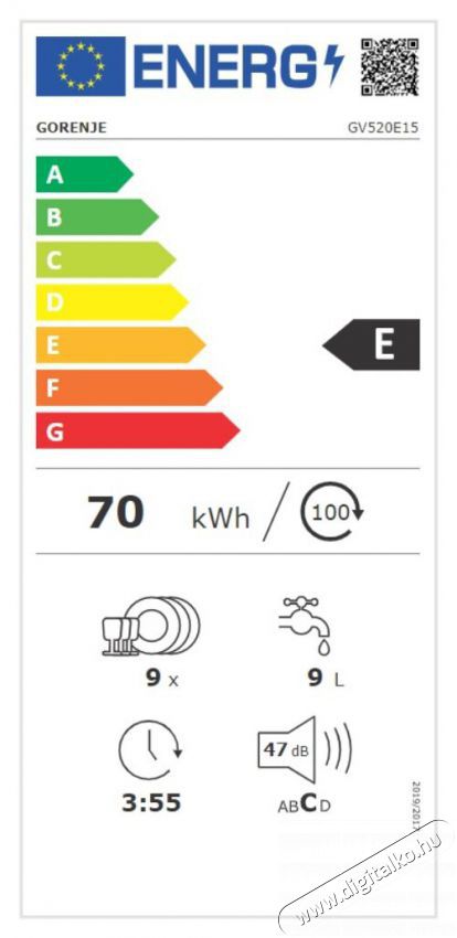 Gorenje GV520E15 Be&eacute;p&iacute;thető mosogat&oacute;g&eacute;p Konyhai term&eacute;kek - Mosogat&oacute;g&eacute;p - Keskeny (45cm-ig) be&eacute;p&iacute;thető mosogat&oacute;g&eacute;p - 383698