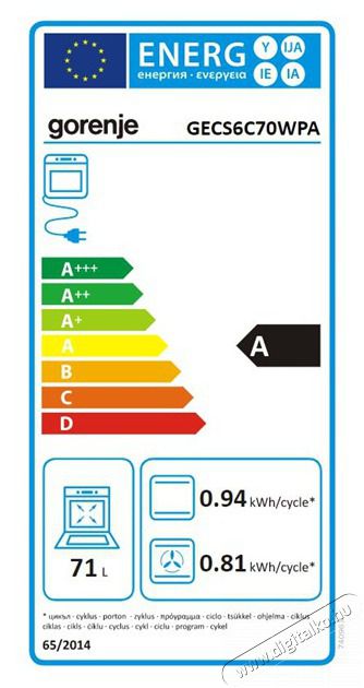 Gorenje GECS6C70WPA Elektromos tűzhely Konyhai term&eacute;kek - S&uuml;tő-főzőlap, tűzhely (szabadon&aacute;ll&oacute;) - Elektromos tűzhely (szabadon&aacute;ll&oacute;) - 400179