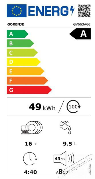 Gorenje GV663A66 be&eacute;p&iacute;thető mosogat&oacute;g&eacute;p Konyhai term&eacute;kek - Mosogat&oacute;g&eacute;p - Norm&aacute;l (60cm) be&eacute;p&iacute;thető mosogat&oacute;g&eacute;p - 501642