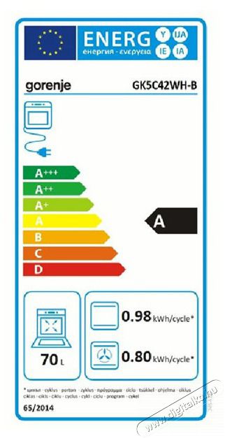 Gorenje GK5C42WH-B kombin&aacute;lt g&aacute;ztűzhely Konyhai term&eacute;kek - S&uuml;tő-főzőlap, tűzhely (szabadon&aacute;ll&oacute;) - Kombin&aacute;lt tűzhely (szabadon&aacute;ll&oacute;) - 501693
