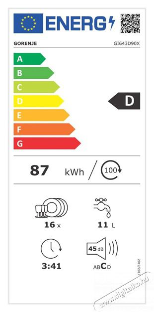 Gorenje GI643D90X be&eacute;p&iacute;thető mosogat&oacute;g&eacute;p Konyhai term&eacute;kek - Mosogat&oacute;g&eacute;p - Norm&aacute;l (60cm) be&eacute;p&iacute;thető mosogat&oacute;g&eacute;p - 502639