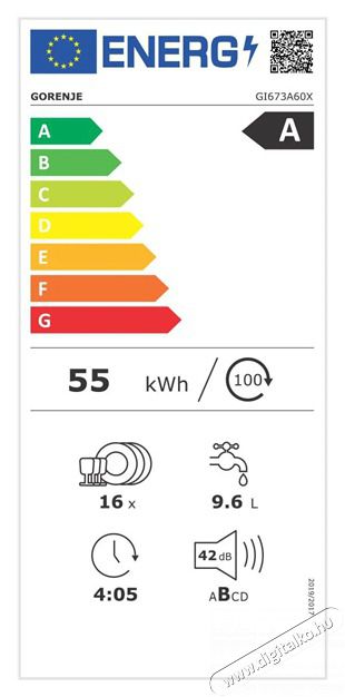 Gorenje GI673A91X be&eacute;p&iacute;thető mosogat&oacute;g&eacute;p Konyhai term&eacute;kek - Mosogat&oacute;g&eacute;p - Norm&aacute;l (60cm) be&eacute;p&iacute;thető mosogat&oacute;g&eacute;p - 502638