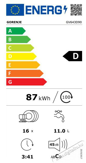 Gorenje GV643D90 be&eacute;p&iacute;thető mosogat&oacute;g&eacute;p Konyhai term&eacute;kek - Mosogat&oacute;g&eacute;p - Norm&aacute;l (60cm) be&eacute;p&iacute;thető mosogat&oacute;g&eacute;p - 502636