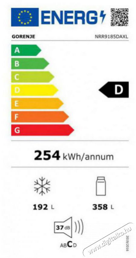 Gorenje NRR9185DAXL Konyhai term&eacute;kek - Hűtő, fagyaszt&oacute; (szabadon&aacute;ll&oacute;) - Amerikai t&iacute;pus&uacute; Side By Side hűtő - 504429