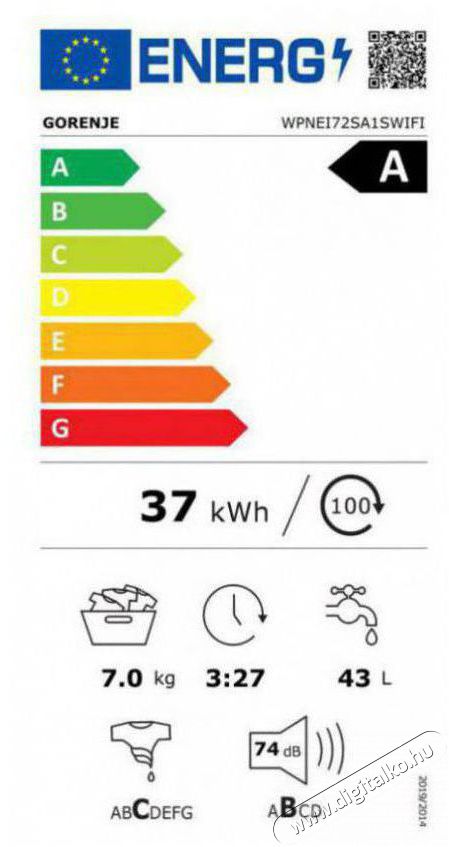 Gorenje WPNEI72SA1SWIFI H&aacute;ztart&aacute;s / Otthon / K&uuml;lt&eacute;r - Mos&oacute;g&eacute;p / sz&aacute;r&iacute;t&oacute;g&eacute;p - El&ouml;lt&ouml;ltős keskeny (45cm-ig) mos&oacute;g&eacute;p - 504444