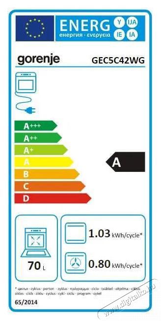 Gorenje GEC5C42WG Elektromos tűzhely Konyhai term&eacute;kek - S&uuml;tő-főzőlap, tűzhely (szabadon&aacute;ll&oacute;) - Elektromos tűzhely (szabadon&aacute;ll&oacute;) - 400175