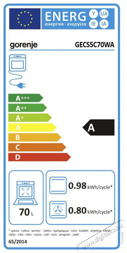 Gorenje GECS5C70WA Elektromos tűzhely Konyhai term&eacute;kek - S&uuml;tő-főzőlap, tűzhely (szabadon&aacute;ll&oacute;) - Elektromos tűzhely (szabadon&aacute;ll&oacute;) - 400177