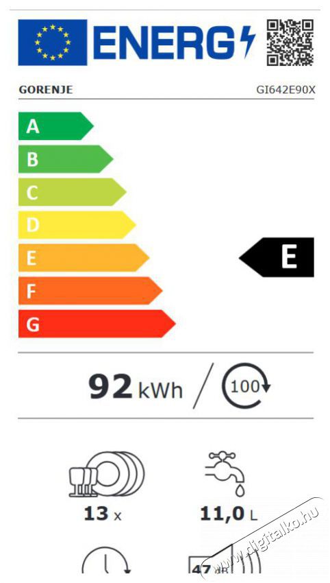 Gorenje GI642E90X Be&eacute;p&iacute;thető mosogat&oacute;g&eacute;p - 13 ter&iacute;t&eacute;kes Konyhai term&eacute;kek - Mosogat&oacute;g&eacute;p - Norm&aacute;l (60cm) be&eacute;p&iacute;thető mosogat&oacute;g&eacute;p - 494309