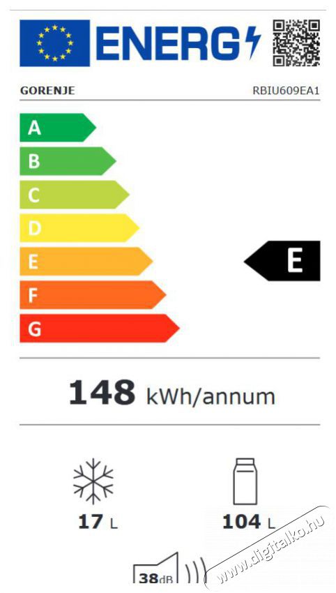 Gorenje RBIU609EA1 Hűtőszekr&eacute;ny, hűtőg&eacute;p  Konyhai term&eacute;kek - Hűtő, fagyaszt&oacute; (be&eacute;p&iacute;thető) - Egyajt&oacute;s hűtő - 494346