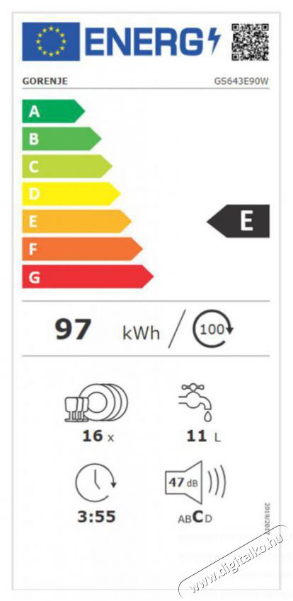 Gorenje GS643E90W Szabadon&aacute;ll&oacute; mosogat&oacute;g&eacute;p Konyhai term&eacute;kek - Mosogat&oacute;g&eacute;p - Norm&aacute;l (60cm) szabadon&aacute;ll&oacute; mosogat&oacute;g&eacute;p - 494312