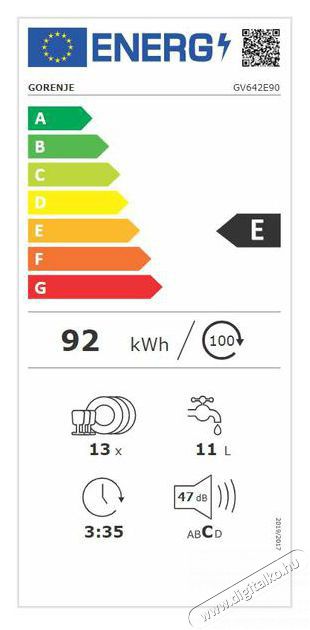 Gorenje GV642E90 be&eacute;p&iacute;thető mosogat&oacute;g&eacute;p Konyhai term&eacute;kek - Mosogat&oacute;g&eacute;p - Norm&aacute;l (60cm) be&eacute;p&iacute;thető mosogat&oacute;g&eacute;p - 494314