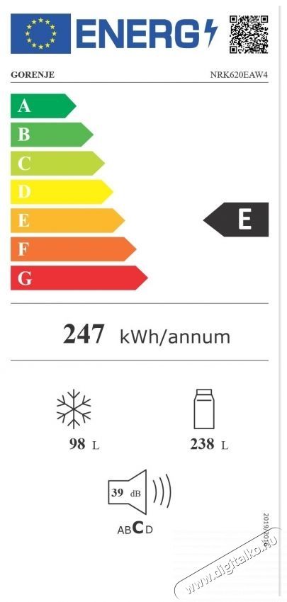 Gorenje NRK620EAW4 alulfagyaszt&oacute;s hűtőszekr&eacute;ny Konyhai term&eacute;kek - Hűtő, fagyaszt&oacute; (szabadon&aacute;ll&oacute;) - Alulfagyaszt&oacute;s kombin&aacute;lt hűtő - 531521