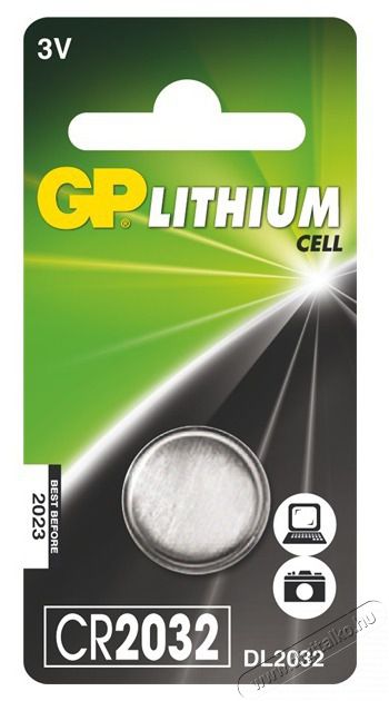 GP Batteries GP CR2032 l&iacute;tium gombelem 1db/bliszter Akkuk &eacute;s t&ouml;ltők - Elem - 410774