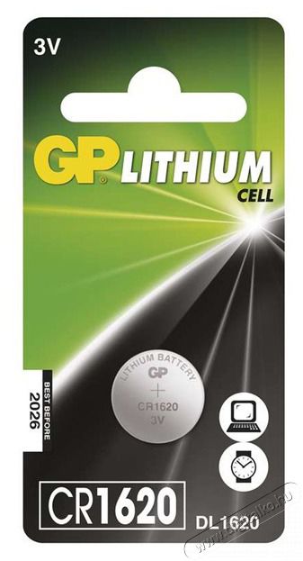 GP Batteries GP CR1620 l&iacute;tium gombelem 1db/bliszter Akkuk &eacute;s t&ouml;ltők - Elem - 464731