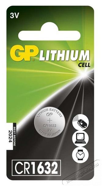 GP Batteries GP CR1632 Lithium gombelem 1db/bliszter Akkuk &eacute;s t&ouml;ltők - Elem - 464618