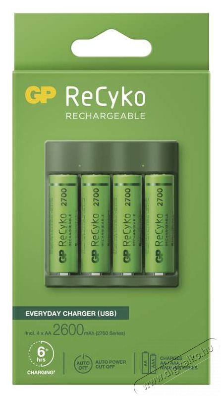GP Batteries GP USB Everyday B421 Akkut&ouml;ltő + 4&times;AA GP ReCyko 2700 F&eacute;nyk&eacute;pezőg&eacute;p / kamera - Sport kamera tartoz&eacute;kok - Akkumul&aacute;tor / t&ouml;ltő - 441486