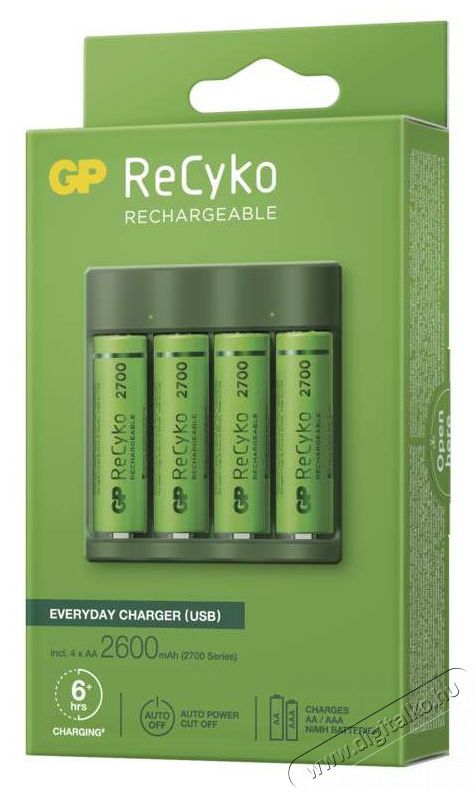GP Batteries GP USB Everyday B421 Akkut&ouml;ltő + 4&times;AA GP ReCyko 2700 F&eacute;nyk&eacute;pezőg&eacute;p / kamera - Sport kamera tartoz&eacute;kok - Akkumul&aacute;tor / t&ouml;ltő - 441486