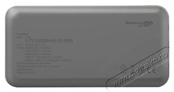 GP Batteries GP B+ Series, 20 000 mAh, 15 W, fekete powerbank Mobil / Kommunik&aacute;ci&oacute; / Smart - Powerbank / K&uuml;lső akkumul&aacute;tor &eacute;s t&ouml;ltő - 506827