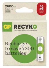 GP Batteries GP ReCyko NiMH Akkumulátor HR6 (AA) 2600mAh 6db Akkuk és töltők - Elem méretű akku és töltő - Akku - 507322
