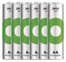 GP Batteries GP ReCyko NiMH Akkumul&aacute;tor HR6 (AA) 2600mAh 6db Akkuk &eacute;s t&ouml;ltők - Elem m&eacute;retű akku &eacute;s t&ouml;ltő - Akku - 507322