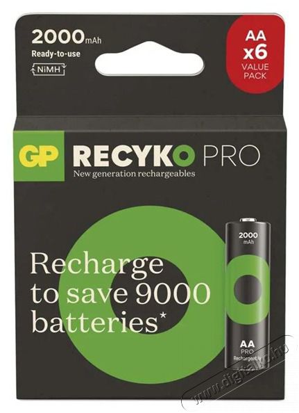 GP Batteries GP ReCyko Pro NiMH Akkumul&aacute;tor HR6 (AA) 6db Akkuk &eacute;s t&ouml;ltők - Elem m&eacute;retű akku &eacute;s t&ouml;ltő - Akku - 507325