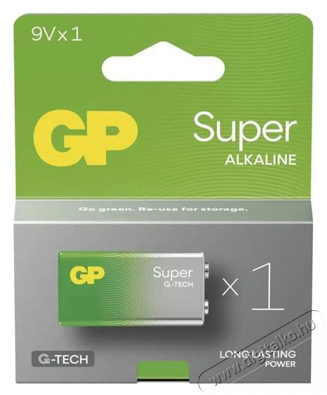 GP Batteries GP Super alk&aacute;li elem 9V 1db Akkuk &eacute;s t&ouml;ltők - Elem - 507132