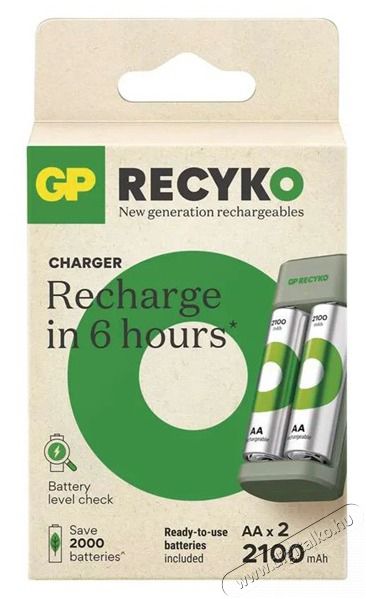 GP Batteries GP B50224 Eco E221+ 2xAA ReCyko 2100mAh akkumul&aacute;tor t&ouml;ltő F&eacute;nyk&eacute;pezőg&eacute;p / kamera - Sport kamera tartoz&eacute;kok - Akkumul&aacute;tor / t&ouml;ltő - 508401