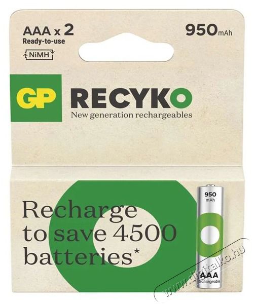 GP Batteries GP ReCyko NiMH Akkumul&aacute;tor HR03 (AAA) 950mAh 2db Akkuk &eacute;s t&ouml;ltők - Li-ion akkumul&aacute;tor &eacute;s t&ouml;ltő (gy&aacute;ri) - Akku - 508819