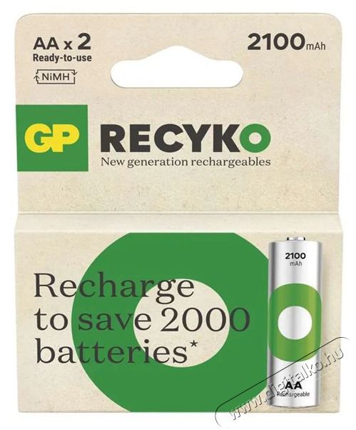 GP Batteries GP ReCyko NiMH Akkumul&aacute;tor HR6 (AA) 2100mAh 2db Akkuk &eacute;s t&ouml;ltők - Li-ion akkumul&aacute;tor &eacute;s t&ouml;ltő (gy&aacute;ri) - Akku - 508823
