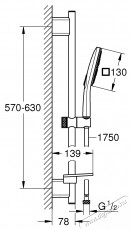 Grohe 26596000 Vit SmartActive Cube 130 zuhanyszett, &aacute;ll&iacute;that&oacute; 600mm zuhanyr&uacute;d, 1750mm g&eacute;gecső, 3 funkci&oacute;s zuhanyfej, kr&oacute;m (26596000) H&aacute;ztart&aacute;s / Otthon / K&uuml;lt&eacute;r - F&uuml;rdőszoba / wc - Zuhanyz&oacute; polcrendszer - 536687