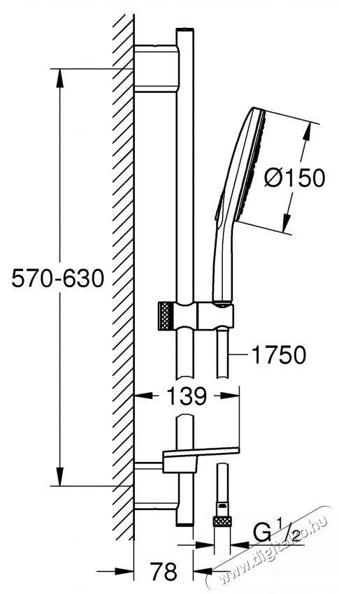 Grohe 26598000 Vitalio SmartActive 150 zuhanyszett, 3funkci&oacute;s, &aacute;ll&iacute;that&oacute; 600mm zuhanyr&uacute;d, 1750mm g&eacute;gecső, kr&oacute;m (26598000) H&aacute;ztart&aacute;s / Otthon / K&uuml;lt&eacute;r - F&uuml;rdőszoba / wc - Zuhanyz&oacute; polcrendszer - 536672