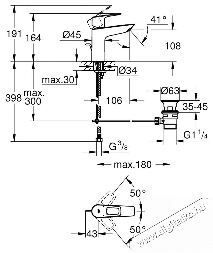 Grohe Bauloop mosd&oacute;csap 23762001, M-es m&eacute;retű, egykaros, 3/8  , kr&oacute;m Konyhai term&eacute;kek - Mosogat&oacute; - Mosogat&oacute; csaptelep - 536735