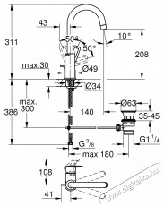 Grohe Bauloop mosd&oacute;csaptelep 23763001, 3/8  , egykaros, L-es m&eacute;ret, forgathat&oacute;, kr&oacute;m H&aacute;ztart&aacute;s / Otthon / K&uuml;lt&eacute;r - F&uuml;rdőszoba / wc - Kieg&eacute;sz&iacute;tő - 536716