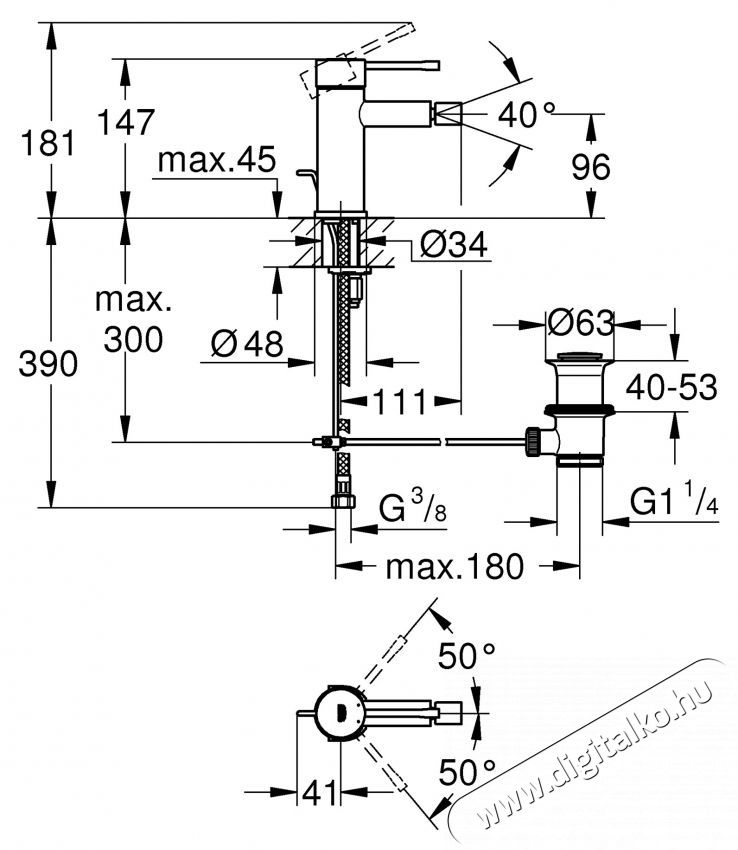 Grohe Essence Bid&eacute;csaptelep, 1/2 , egykaros, S m&eacute;ret, hőm&eacute;rs&eacute;klet korl&aacute;toz&oacute;, ker&aacute;miabet&eacute;t, h&uacute;z&oacute;rudas leeresztőgarnit&uacute;ra, Kr&oacute;m Konyhai term&eacute;kek - Mosogat&oacute; - Mosogat&oacute; csaptelep - 536691