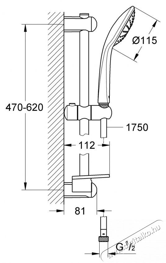 Grohe Euphoria 110 27266001 Zuhanyoszlop, 600 mm-es konzol, zuhanyhoz, 1 funkci&oacute;, 1,75 m t&ouml;mlő, polc, v&iacute;zkő&aacute;ll&oacute;, kr&oacute;m H&aacute;ztart&aacute;s / Otthon / K&uuml;lt&eacute;r - F&uuml;rdőszoba / wc - Zuhanyz&oacute; polcrendszer - 536738